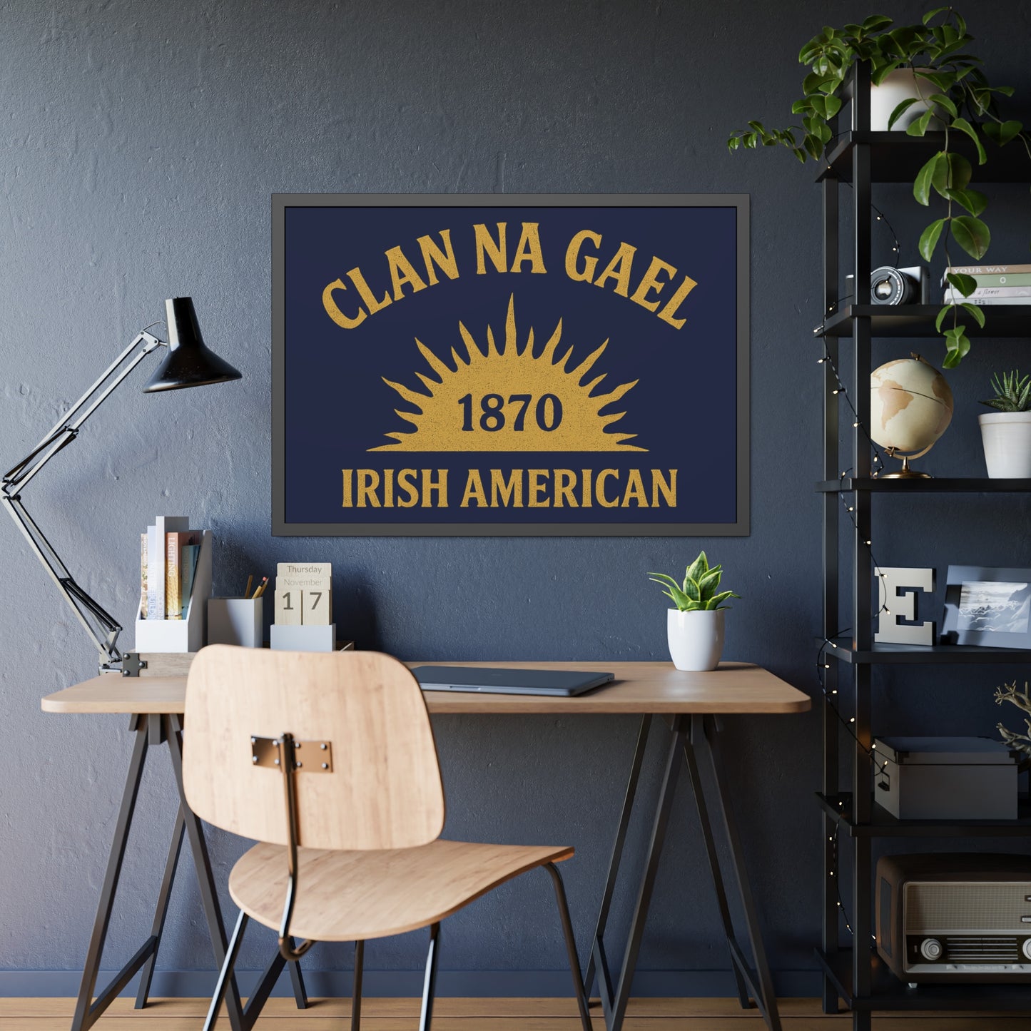 "Clan na Gael - Irish American", Framed Paper Poster (Mariana Blue)