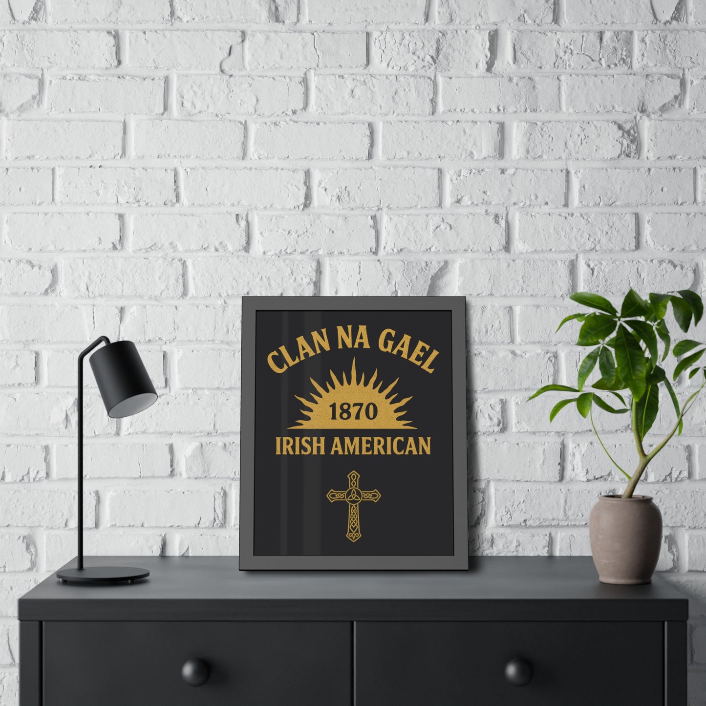 "Clan na Gael - Irish American", Framed Paper Poster (Raven Black)
