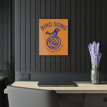 "Bird Song", Christian Acrylic Wall Prints (French Cleat Hanging) (Cadmium Orange)