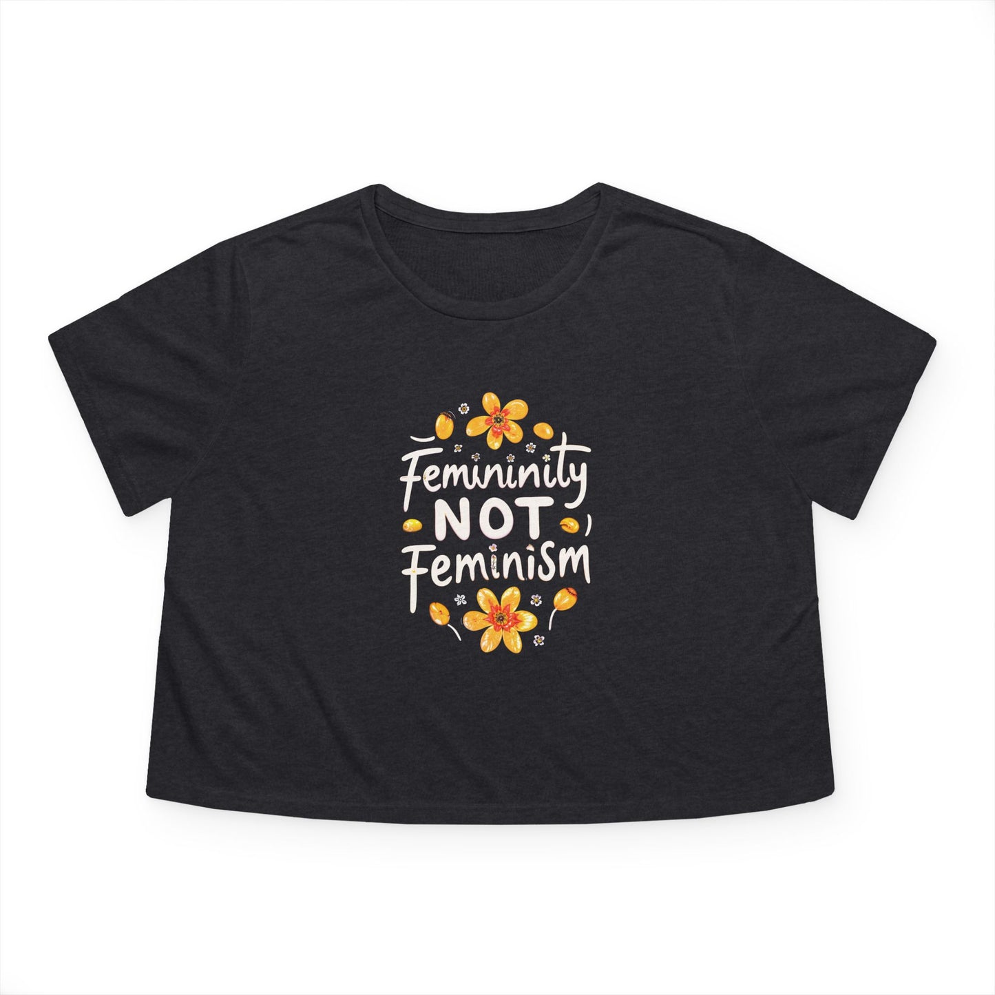 "Femininity not Feminism" #02, Hand-Style-Art Women's Flowy Cropped Tee