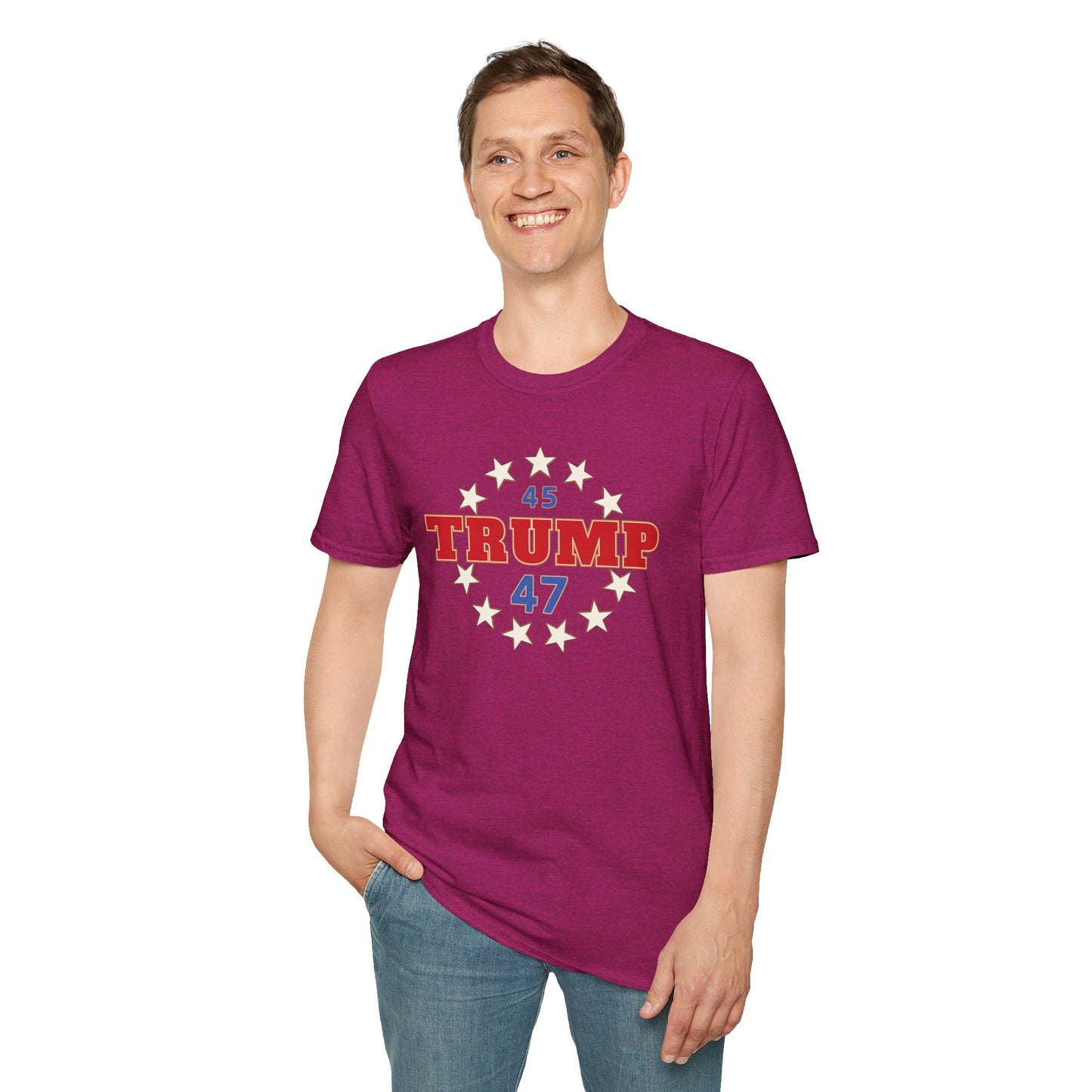 "Trump 45-47 Circle of Stars", Unisex Softstyle T-Shirt