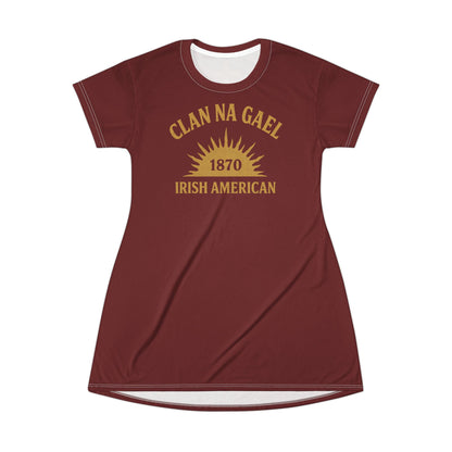 "Clan na Gael - Irish American", T-Shirt Dress (Palladius Red)