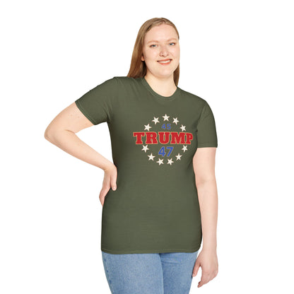 "Trump 45-47 Circle of Stars", Unisex Softstyle T-Shirt