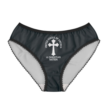 "USA - A Christian Nation" #04, Women's Briefs (Eucalyptus Green)