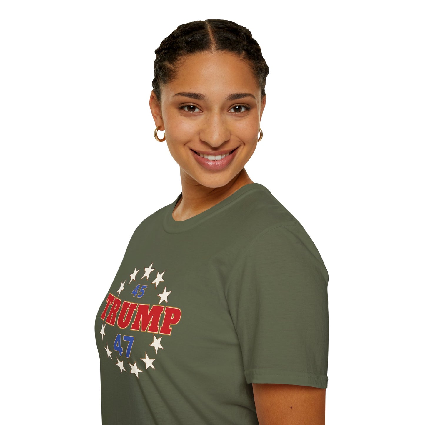 "Trump 45-47 Circle of Stars", Unisex Softstyle T-Shirt