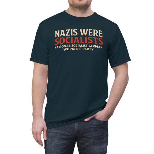 "Nazis were Socialists", Unisex T-shirt (Blue Whale)