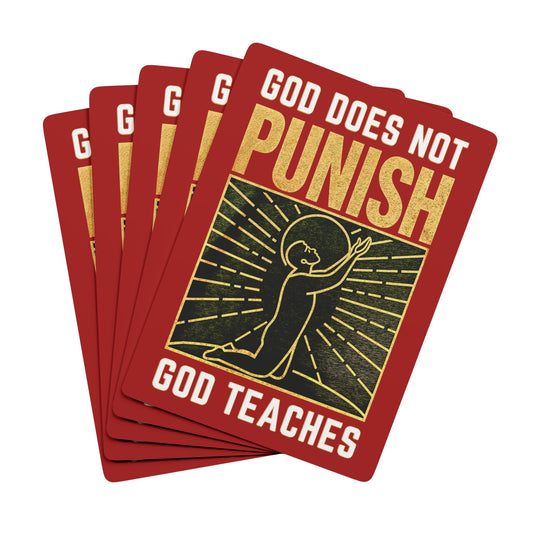 "God Does Not Punish - God Teaches" #03, Christian Playing Cards (Carnelian Red)