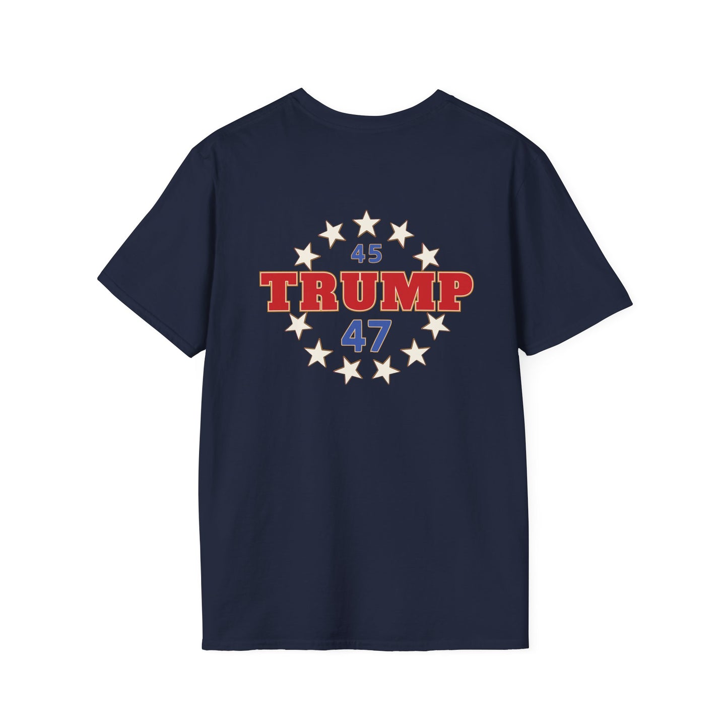 "Trump 45-47 Circle of Stars", Unisex Softstyle T-Shirt