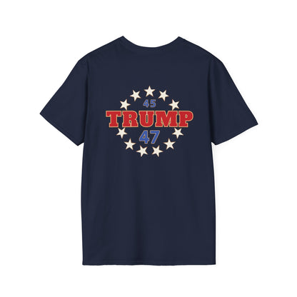 "Trump 45-47 Circle of Stars", Unisex Softstyle T-Shirt