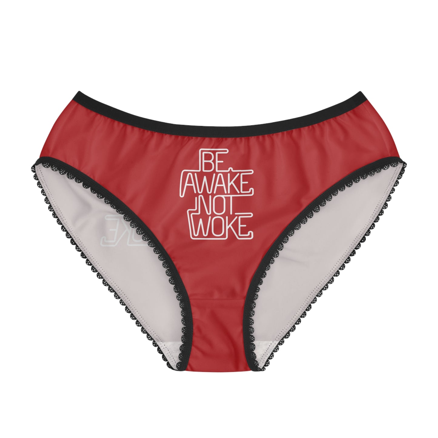 "Be Awake Not Woke" #1, Women's Briefs (Venetian Red)