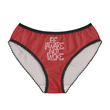"Be Awake Not Woke" #1, Women's Briefs (Venetian Red)