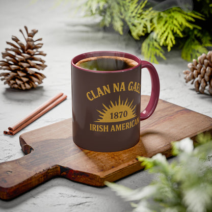 "Clan na Gael - Irish American", Colorful Mugs (11oz, 15oz) (Wild Boar Brown)