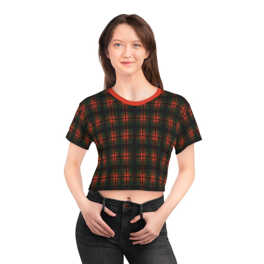 "Kilmor Brieve Tartan", Crop Tee (Brieve Red Collar)