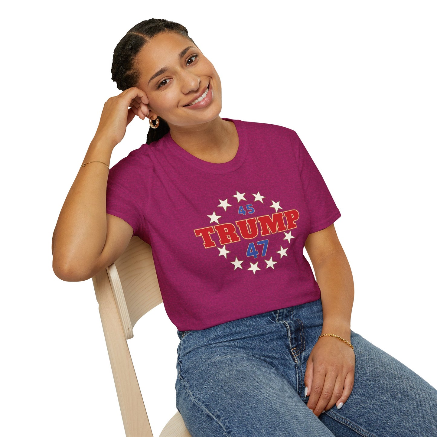 "Trump 45-47 Circle of Stars", Unisex Softstyle T-Shirt