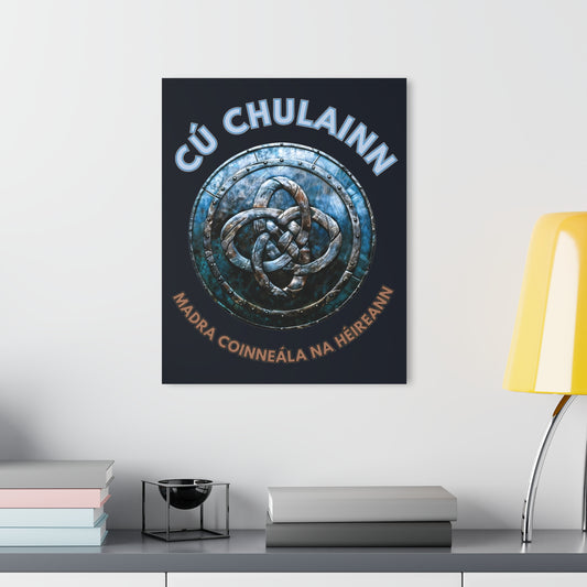 "Cú Chulainn Gaelic Shield" Acrylic Wall Print (French Cleat Hanging) (Blackstone Blue)