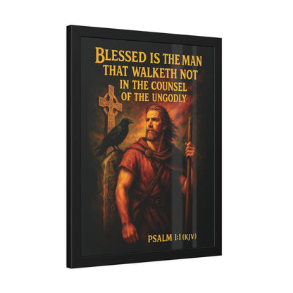 "Psalm 1:1 (KJV)", Framed Paper Poster (Peatshadow Black)