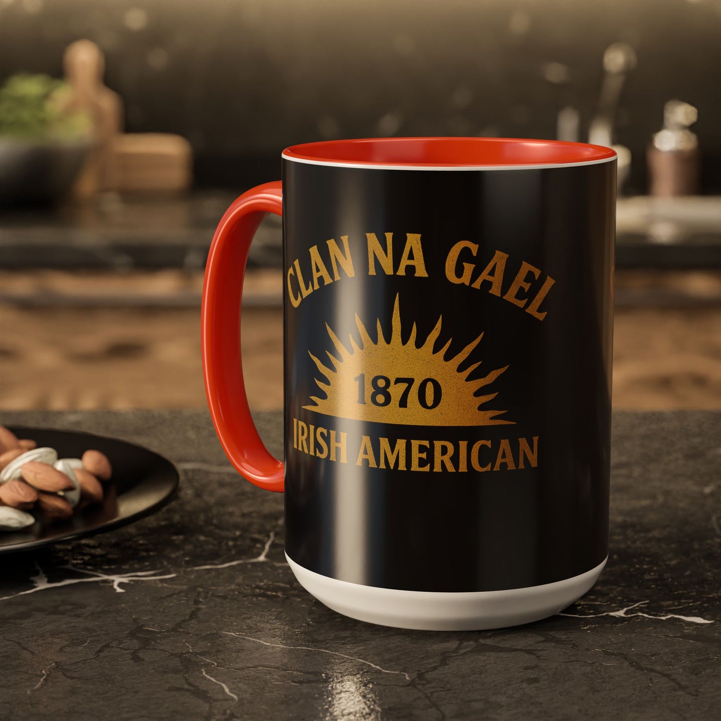 "Clan na Gael - Irish American", Colorful Mugs (11oz, 15oz) (Raven Black)