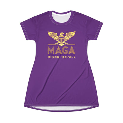 "MAGA - Restoring the Republic", T-Shirt Dress (Vesper Violet)