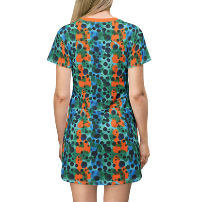 "Midnight Coral", T-Shirt Dress (Midnight Coral Collar)