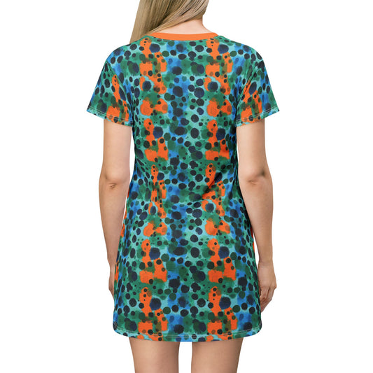 "Midnight Coral", T-Shirt Dress (Midnight Coral Collar)
