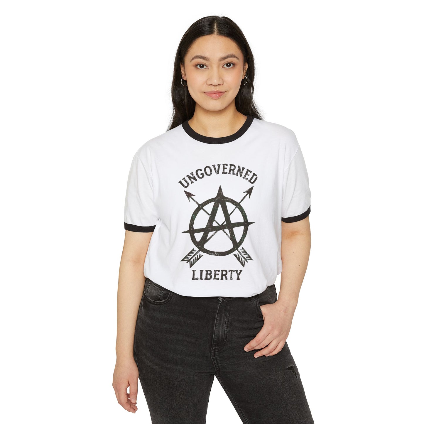 "Ungoverned Liberty", Unisex Cotton Ringer T-Shirt
