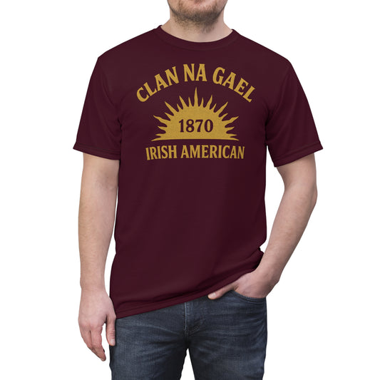"Clan na Gael - Irish American", Unisex T-shirt (Black Raspberry)