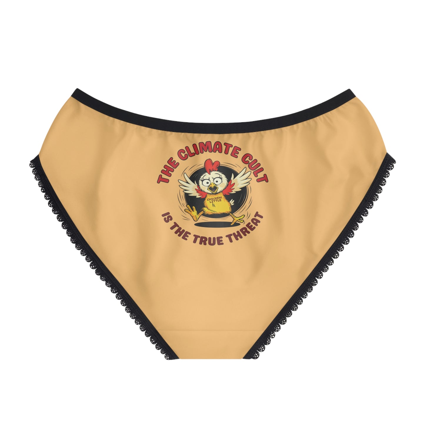 "The Climate Cult" (Chicken Little), Women's Briefs (Topaz Orange)