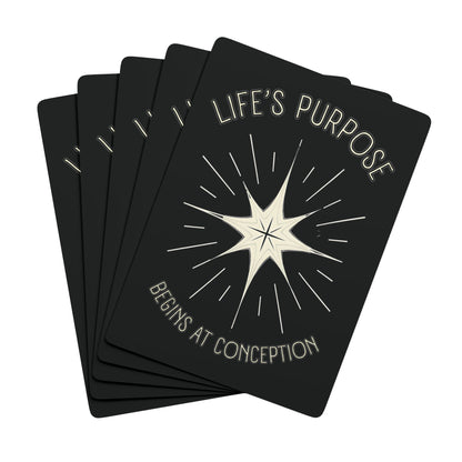 "Life's Purpose Begins at Conception", Christian Playing Cards (Void Black)