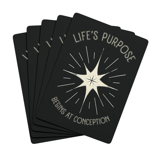 "Life's Purpose Begins at Conception", Christian Playing Cards (Void Black)