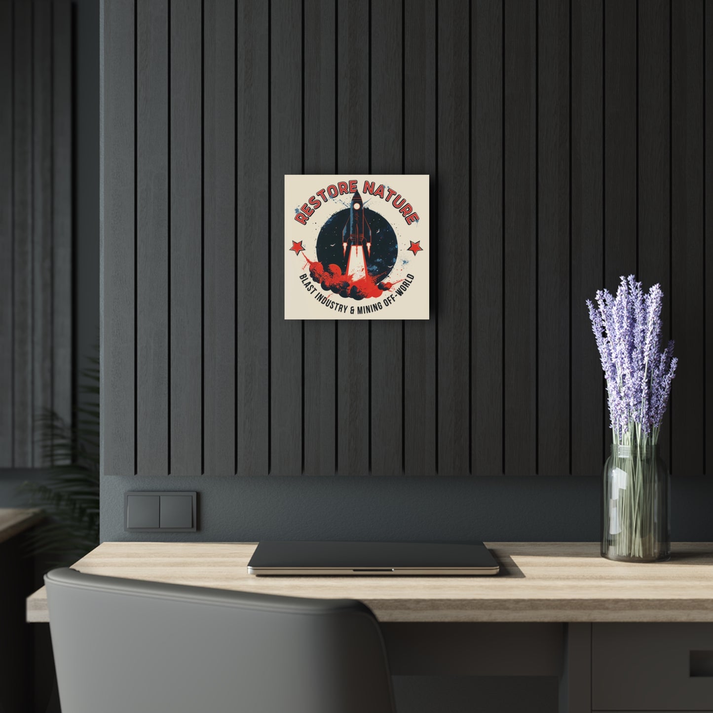 "Restore Nature", Acrylic Wall Prints (French Cleat Hanging) (Earth Brown)