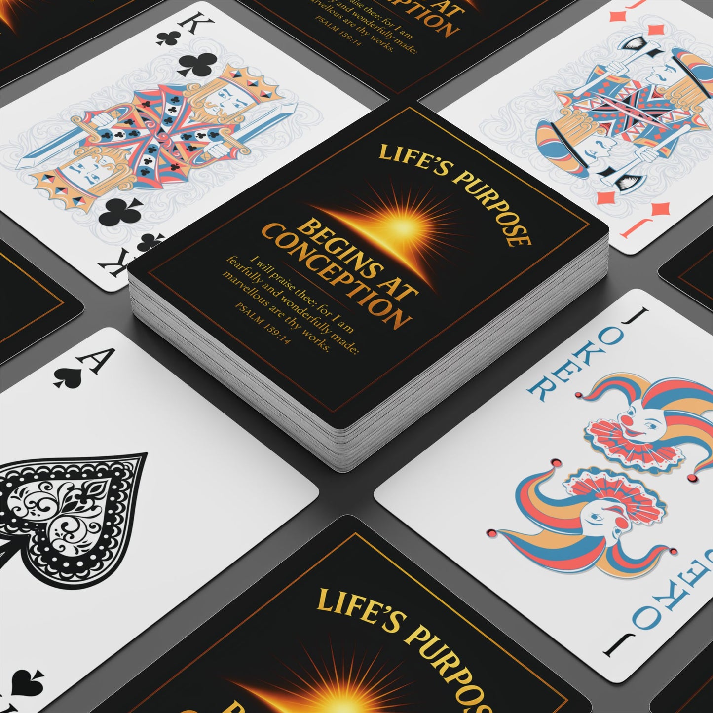 "Life's Purpose, Psalm 139:14", Christian Playing Cards (Righteous Black)