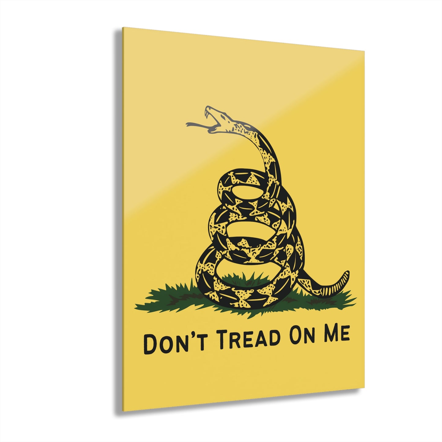 "Gadsden Flag: Don't Tread On Me" Acrylic Wall Prints (French Cleat Hanging) (Mustard Yellow)