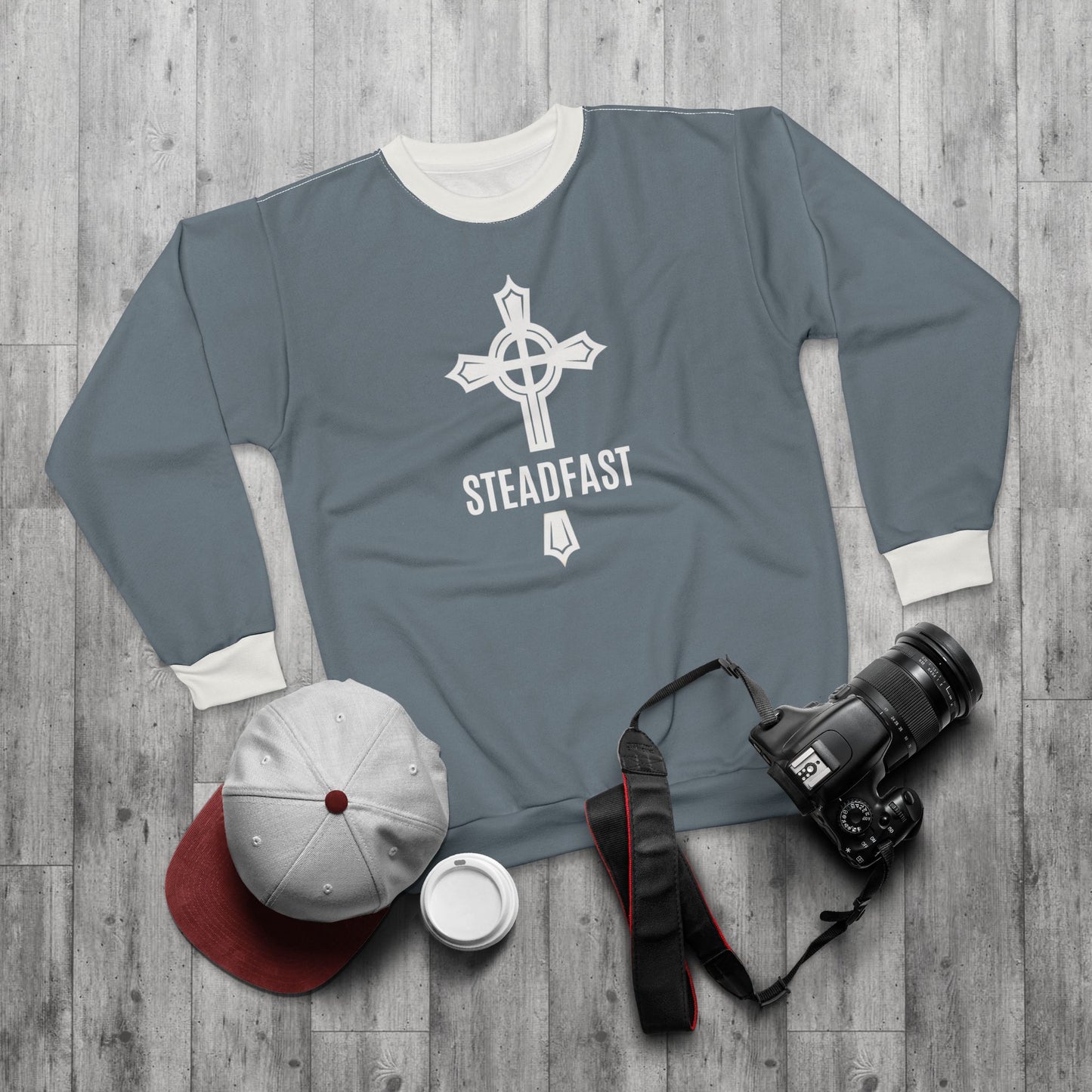 "Steadfast Cross", Unisex Sweatshirt (Slate Grey)