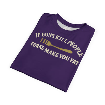 ''Forks Make You Fat", Unisex T-shirt (Thistle Purple)