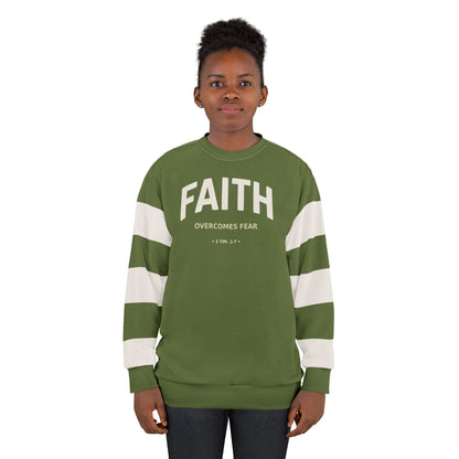 "Faith Overcomes Fear", Unisex Sweatshirt (Kangaroo-Bush Green)
