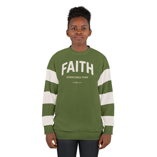 "Faith Overcomes Fear", Unisex Sweatshirt (Kangaroo-Bush Green)