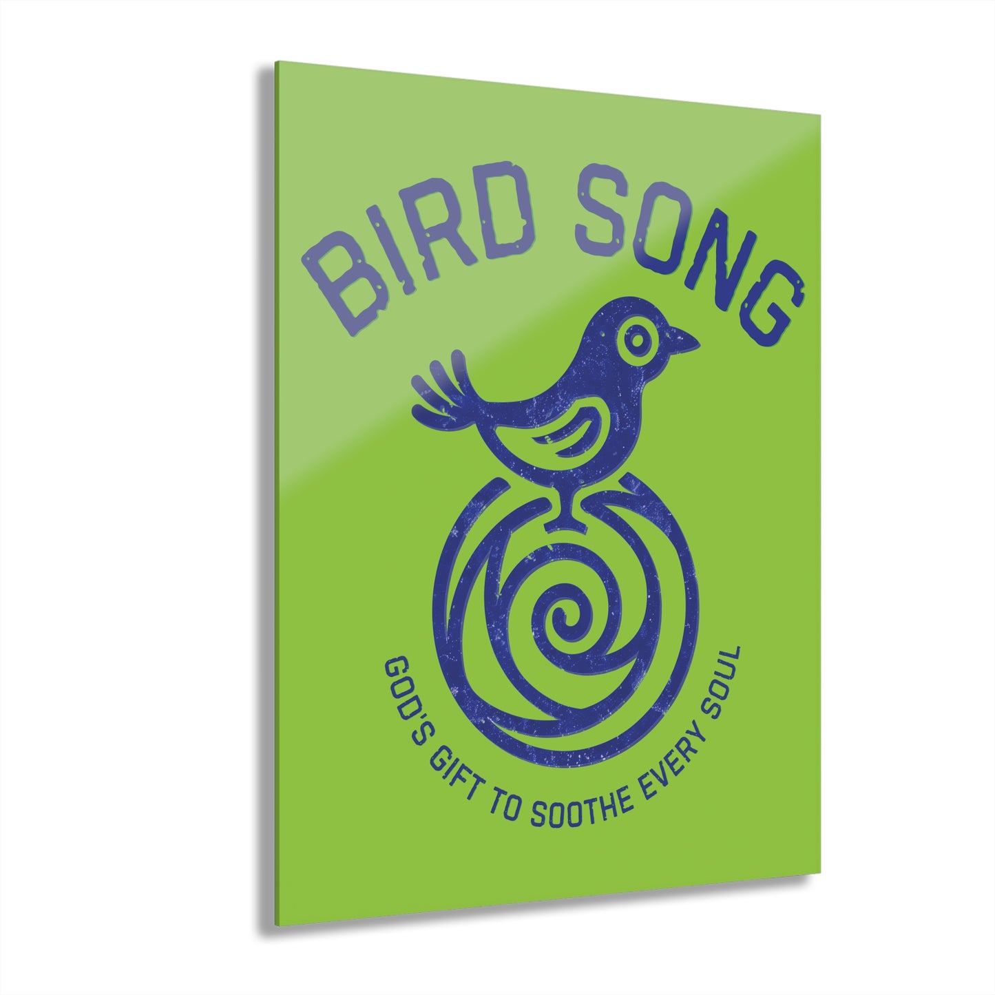 "Bird Song", Christian Acrylic Wall Prints (French Cleat Hanging) (Chartreuse Green)