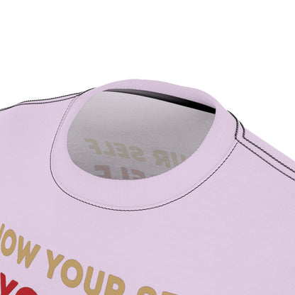 "Know Your Self", Unisex T-shirt (Floridian Blush)