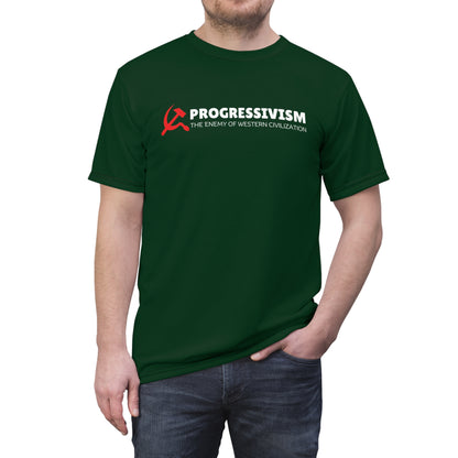 "Progressivism - Enemy of Western Civilization", Unisex Tee (Monsoon Green)