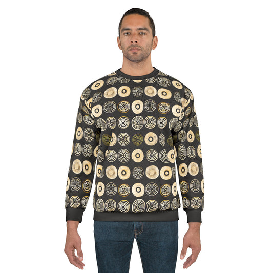 "Punk Polka", Wearable Pattern Art Unisex Sweatshirt (Plain Black Cuffs)