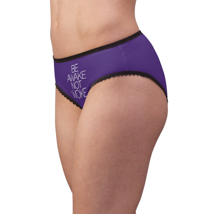 "Be Awake Not Woke" #2, Women's Briefs (Deep Purple)