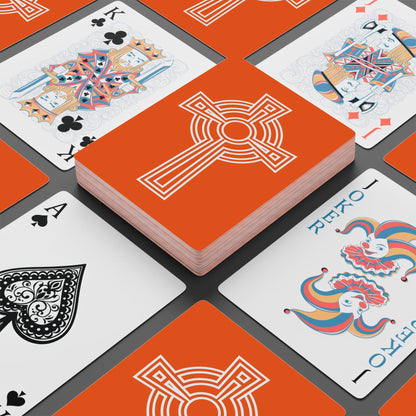 "A Simple High Cross", Christian Playing Cards (Lava Orange)