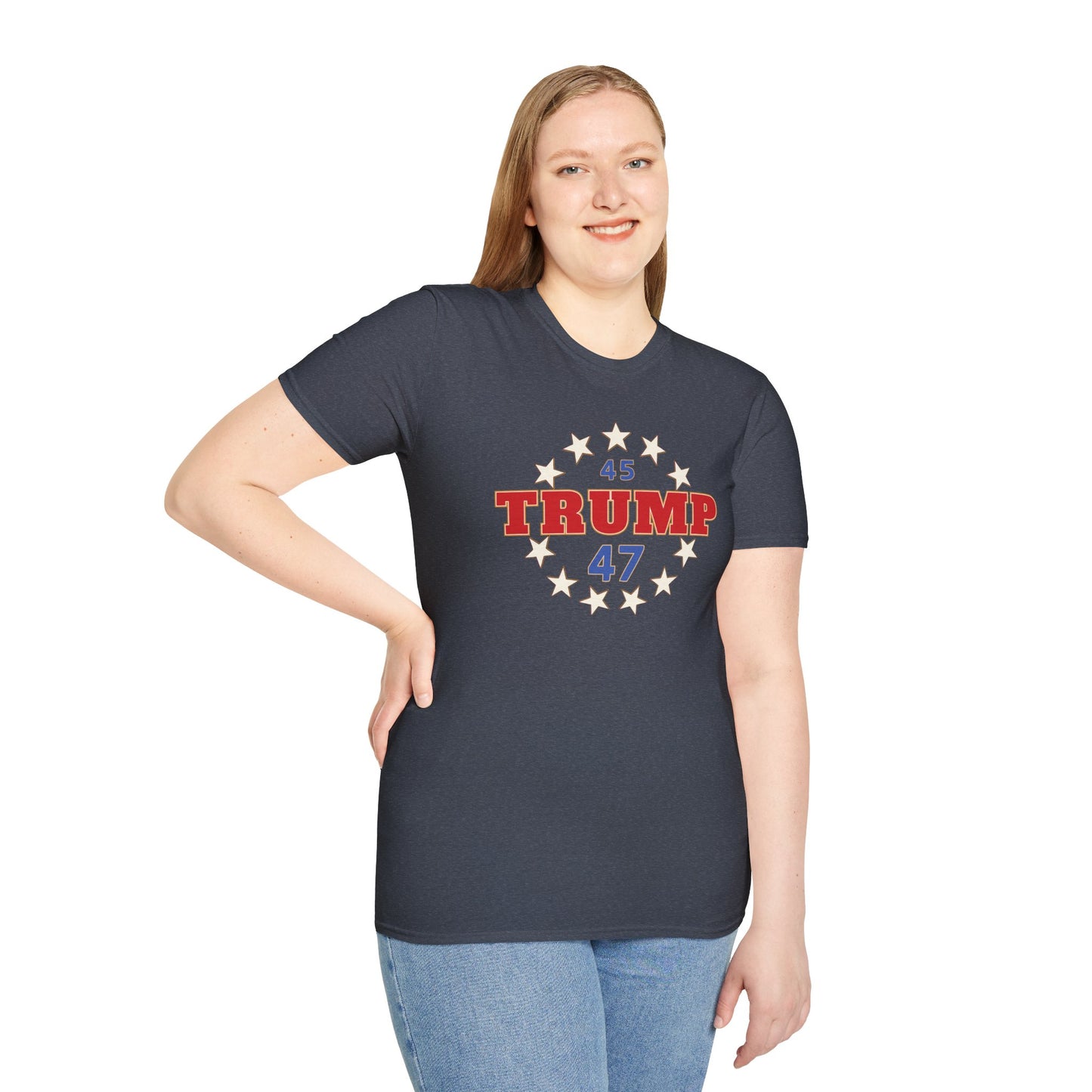 "Trump 45-47 Circle of Stars", Unisex Softstyle T-Shirt