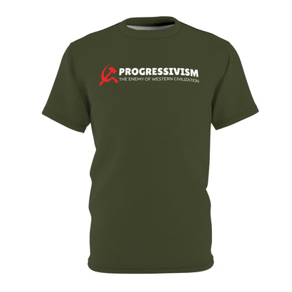 "Progressivism - Enemy of Western Civilization", Unisex Tee (Dark Olive Green)