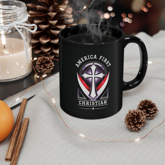 "America First Christian" #03, Black Mug (11oz & 15oz)