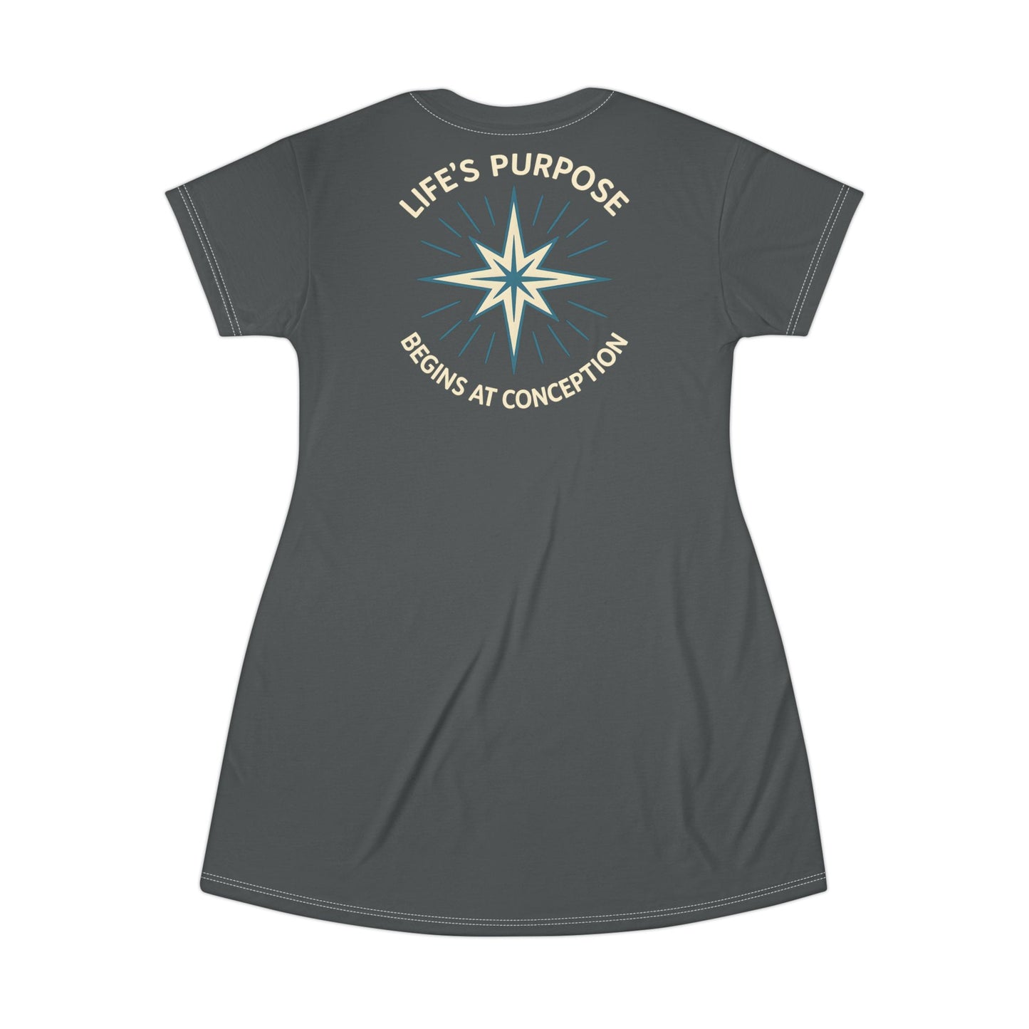 "Life's Purpose Begins at Conception #01", T-Shirt Dress (Mako Grey)