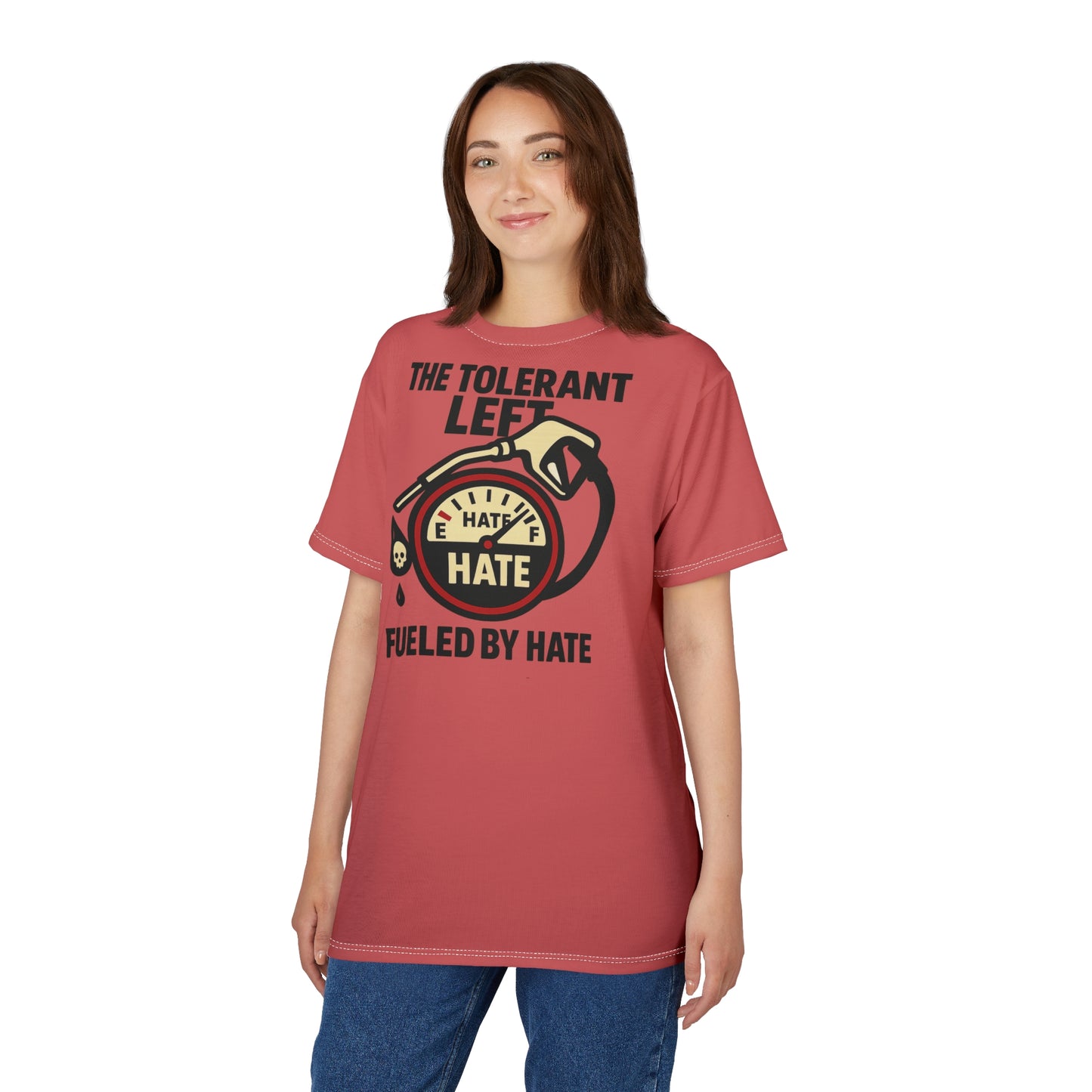 "The Tolerant Left", Unisex T-shirt (Faded Cherry)