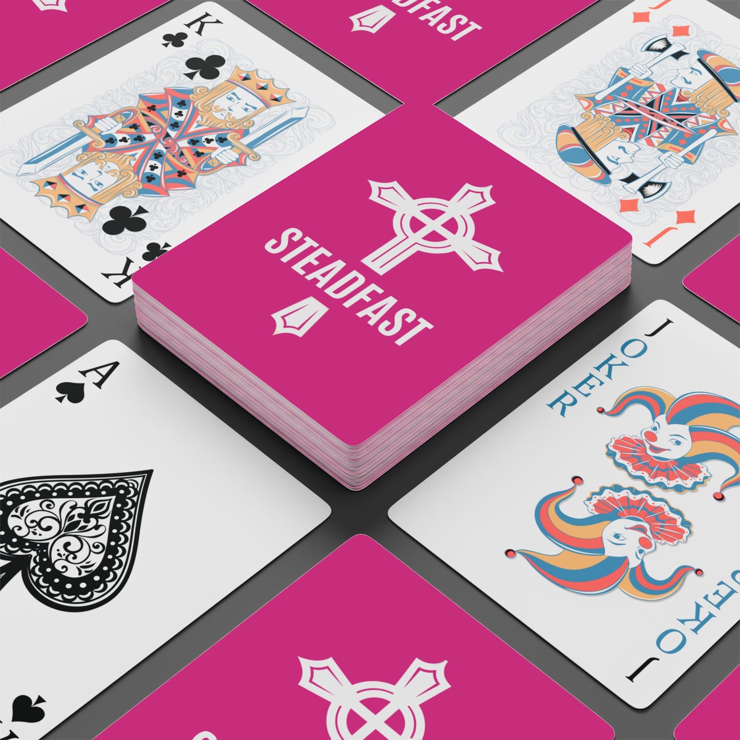 "Steadfast Cross", Christian Playing Cards (Strongboy Pink)