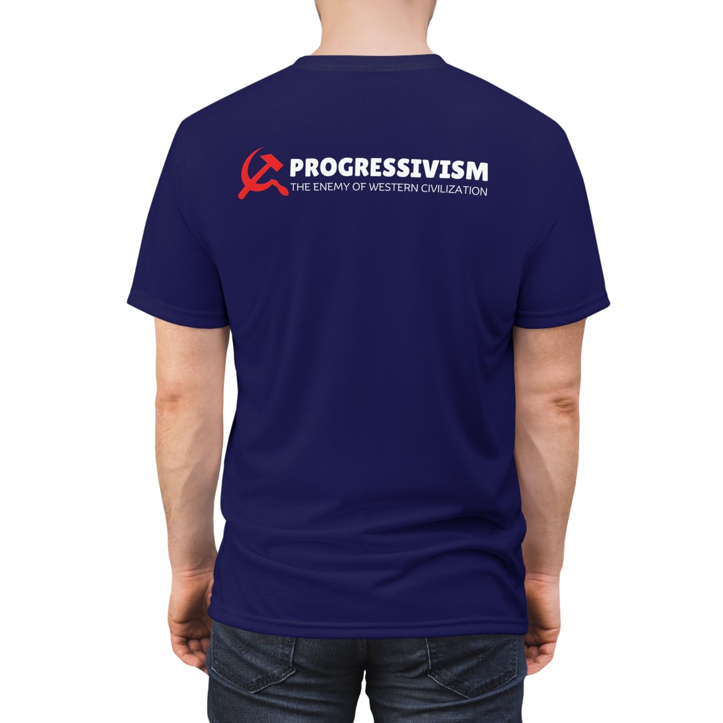"Progressivism - Enemy of Western Civilization", Unisex Tee (Obsidian Blue)