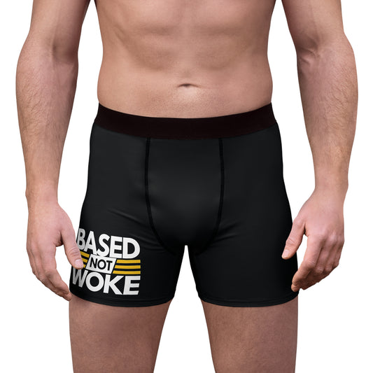 "Based not Woke" #01, Men's Boxer Briefs (Moonless Black)
